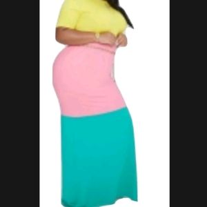 Women's Plus Size Colorblock Long Maxi Dress